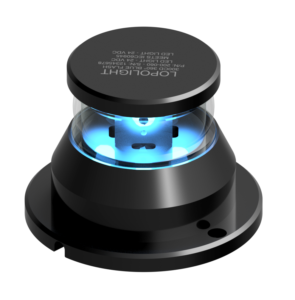 360° Blue Strobe 300cd (blk), hor mnt, 0.7m 360° Blue Strobe 300cd (blk), hor mnt, 0.7m